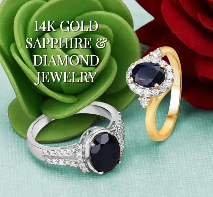 14k Gold Bluew Sapphire Jewelry Collection