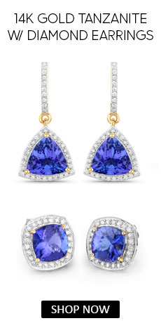 14K Gold Tanzanite With Diamond Earrings