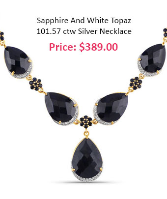 Sapphire & White Topaz Silver Necklace