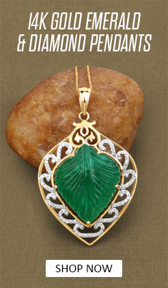 14K Gold Emerald & Diamond Pendants