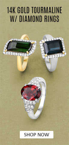 14K Gold Tourmaline With Diamond Rings